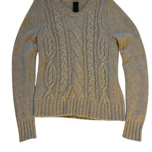 100%  CASHMERE Magaschoni Tan Sweater with Cozy Cable Knit